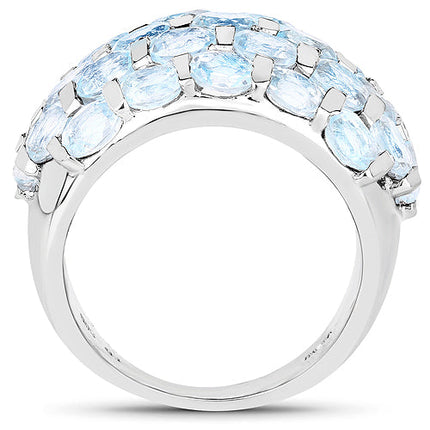 5.51 Carat Genuine Blue Topaz .925 Sterling Silver Ring