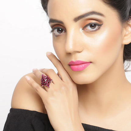 7.52 Carat Genuine Rhodolite .925 Sterling Silver Ring