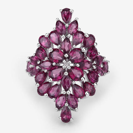 7.52 Carat Genuine Rhodolite .925 Sterling Silver Ring