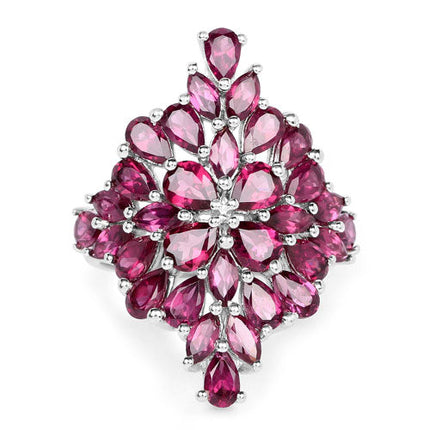 7.52 Carat Genuine Rhodolite .925 Sterling Silver Ring