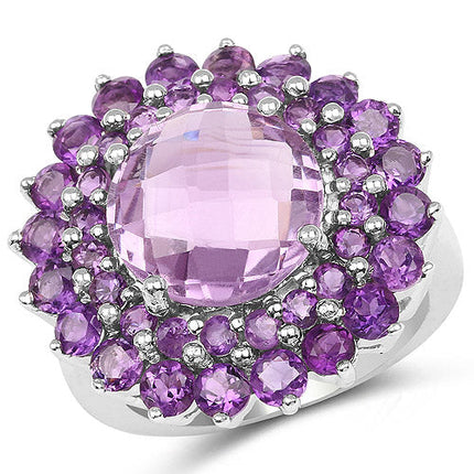 8.02 Carat Genuine Amethyst .925 Sterling Silver Ring