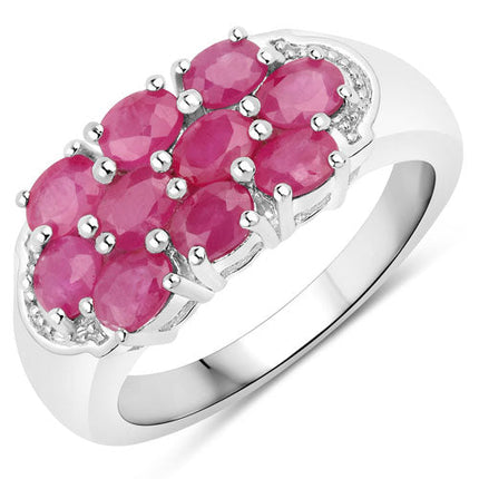 2.20 Carat Genuine Ruby .925 Sterling Silver Ring
