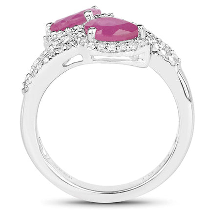 2.43 Carat Ruby & White Topaz Ring in 925 Sterling Silver – Elegant Gemstone Ring for Women