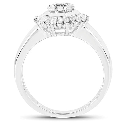 0.75 Carat Genuine White Diamond .925 Sterling Silver Ring