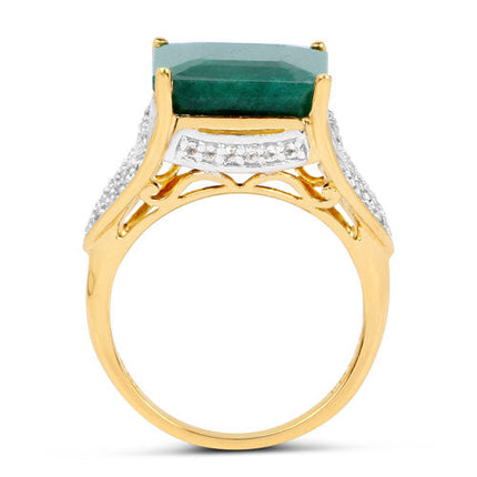 8.70 Carat Dyed Emerald and White Topaz .925 Sterling Silver Ring