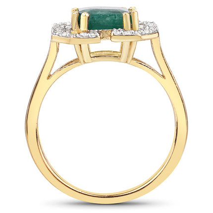 2.55 Carat Dyed Emerald and White Topaz .925 Sterling Silver Ring
