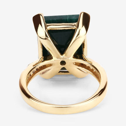 7.64 Carat Dyed Emerald and White Diamond .925 Sterling Silver Ring