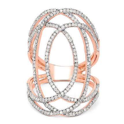 14K Rose Gold Plated 0.73 Carat Genuine White Diamond .925 Sterling Silver Ring