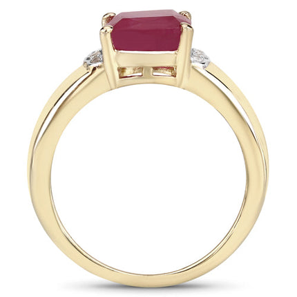 3.44 Carat Glass Filled Ruby and White Topaz .925 Sterling Silver Ring