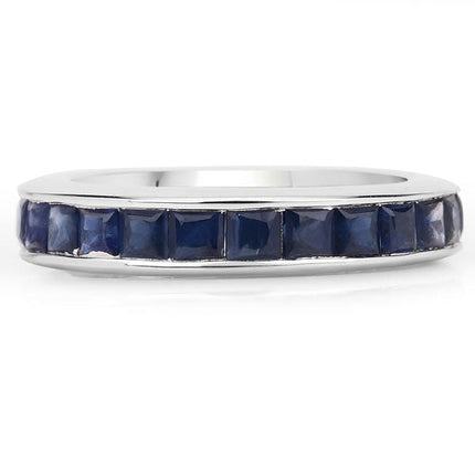 3.12 Carat Genuine Blue Sapphire .925 Sterling Silver Ring