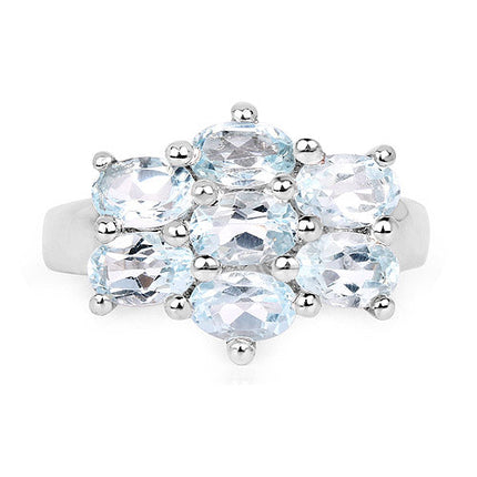 3.57 Carat Genuine  Blue Topaz .925 Sterling Silver Ring
