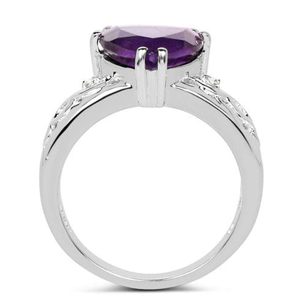 2.71 Carat Genuine Amethyst and White Topaz .925 Sterling Silver Ring