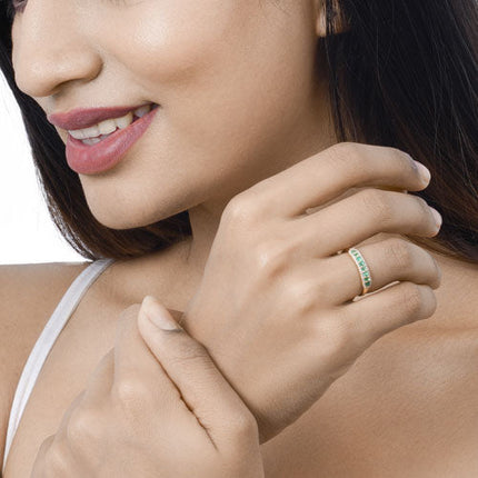 0.35 Carat Genuine Zambian Emerald and White Diamond 14K Yellow Gold Ring