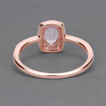 0.82 Carat Genuine Morganite and White Diamond 14K Rose Gold Ring