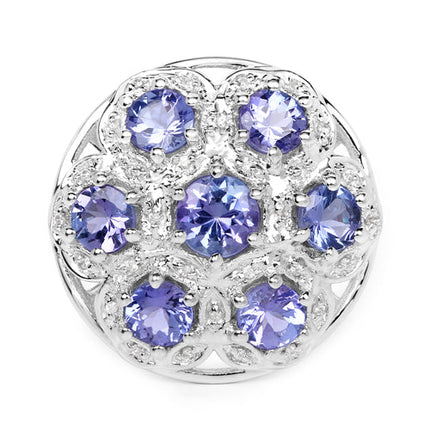 Tanzanite Ring 2.00 Carat with White Zircon – Sterling Silver Gemstone Jewelry
