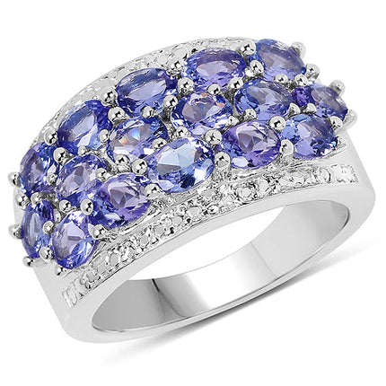 2.72 Carat Genuine Tanzanite .925 Sterling Silver Ring