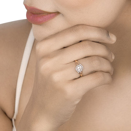 0.78 Carat Genuine Morganite and White Diamond 14K Rose Gold Ring