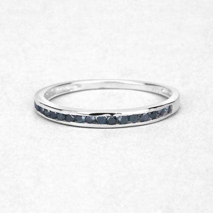 0.20 Carat Genuine Blue Diamond .925 Sterling Silver Ring