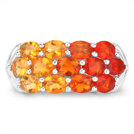 1.56 Carat Genuine Fire Opal .925 Sterling Silver Ring