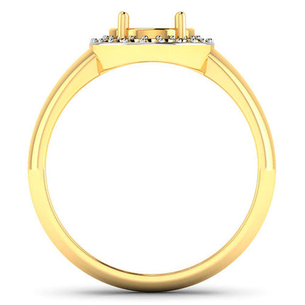 0.22 Carat Genuine White Diamond 14K Yellow Gold Semi Mount Ring - holds 9x7mm Oval Gemstone