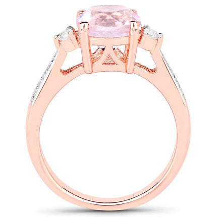 2.73 Carat Genuine Kunzite and White Topaz .925 Sterling Silver Ring