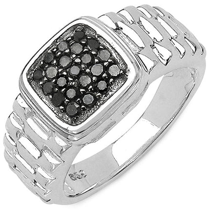 0.22 Carat Genuine Black Diamond .925 Sterling Silver Ring