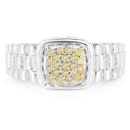 0.25 Carat Genuine Yellow Diamond .925 Sterling Silver Ring