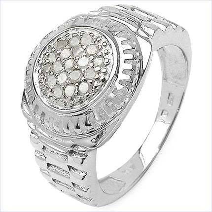 0.20 Carat Genuine White Diamond .925 Sterling Silver Ring