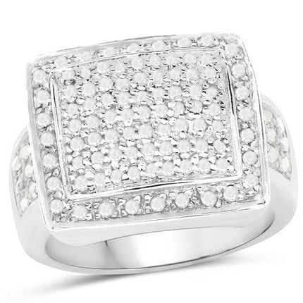 0.61 Carat Genuine White Diamond .925 Sterling Silver Ring