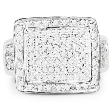 0.61 Carat Genuine White Diamond .925 Sterling Silver Ring