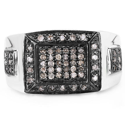 0.52 Carat Genuine Champagne Diamond .925 Sterling Silver Ring