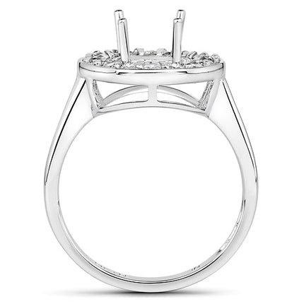 0.48 Carat Genuine White Diamond 14K White Gold Semi Mount Ring - holds 8.00mm Round Gemstone