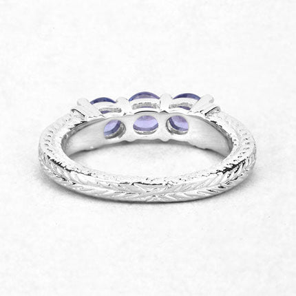 1.11 Carat Genuine Tanzanite .925 Sterling Silver Ring