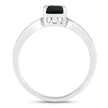 1.19 Carat Genuine Green Tourmaline and White Diamond 14K White Gold Ring