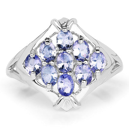 1.53 Carat Genuine Tanzanite .925 Sterling Silver Ring
