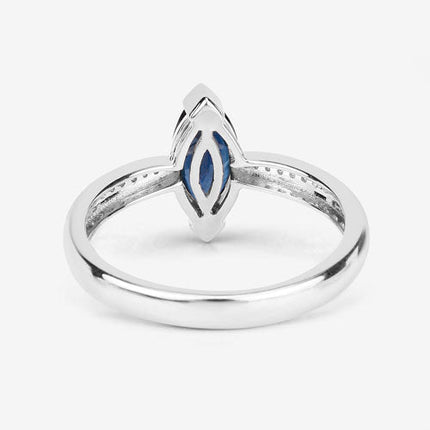 1.44 Carat Genuine Blue Sapphire and White Diamond 14K White Gold Ring