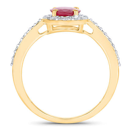1.73 Carat Genuine Ruby and White Diamond 14K Yellow Gold Ring