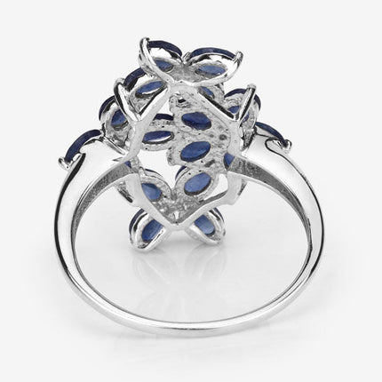 3.40 Carat Genuine Blue Sapphire .925 Sterling Silver Ring