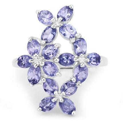 2.89 Carat Genuine Tanzanite .925 Sterling Silver Ring
