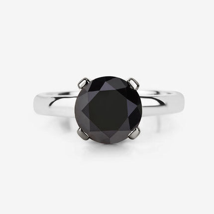 3.00 Carat Genuine Black Diamond 14K White Gold Ring