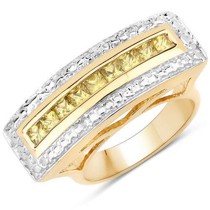 1.08 Carat Genuine Yellow Sapphire .925 Sterling Silver Ring