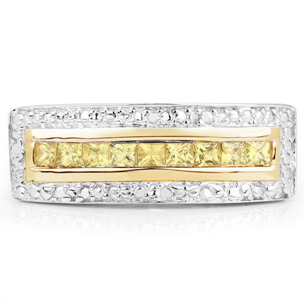 1.08 Carat Genuine Yellow Sapphire .925 Sterling Silver Ring