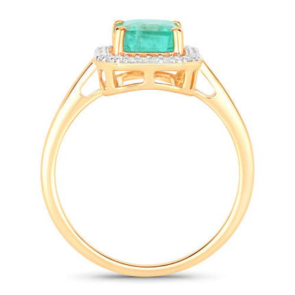1.62 Carat Genuine Ethiopian Emerald and White Diamond 14K Yellow Gold Ring