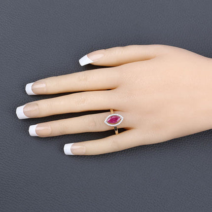 1.52 Carat Genuine Ruby and White Diamond 10K Yellow Gold Ring