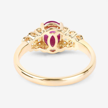 1.52 Carat Genuine Ruby and White Diamond 14K Yellow Gold Ring