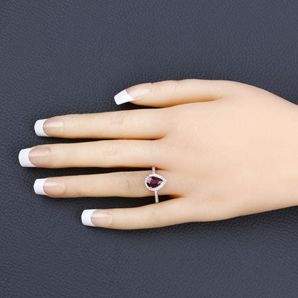 1.25 Carat Genuine Ruby and White Diamond 14K Yellow Gold Ring