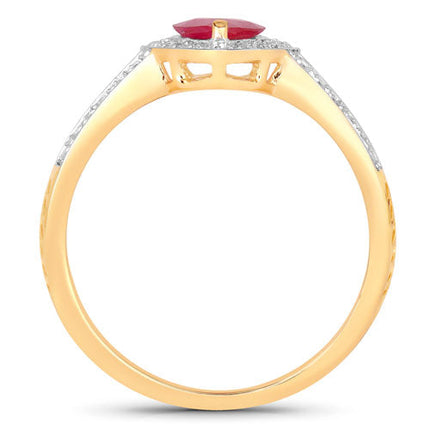 1.06 Carat Ruby & White Diamond Ring in 14K Yellow Gold – Elegant Fine Jewelry