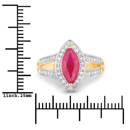 1.06 Carat Ruby & White Diamond Ring in 14K Yellow Gold – Elegant Fine Jewelry