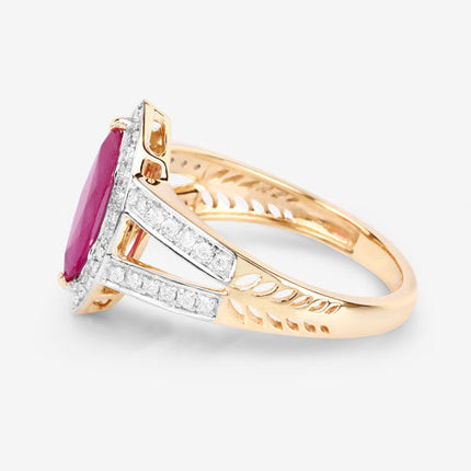 1.06 Carat Ruby & White Diamond Ring in 14K Yellow Gold – Elegant Fine Jewelry