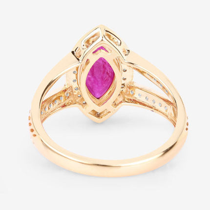 1.06 Carat Ruby & White Diamond Ring in 14K Yellow Gold – Elegant Fine Jewelry